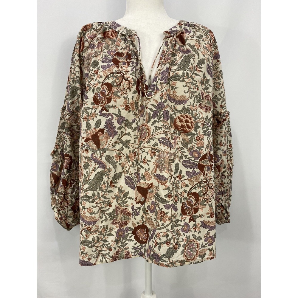 Anthropologie Love The Label 100% Coton Women Blouse Size M Flower A005187